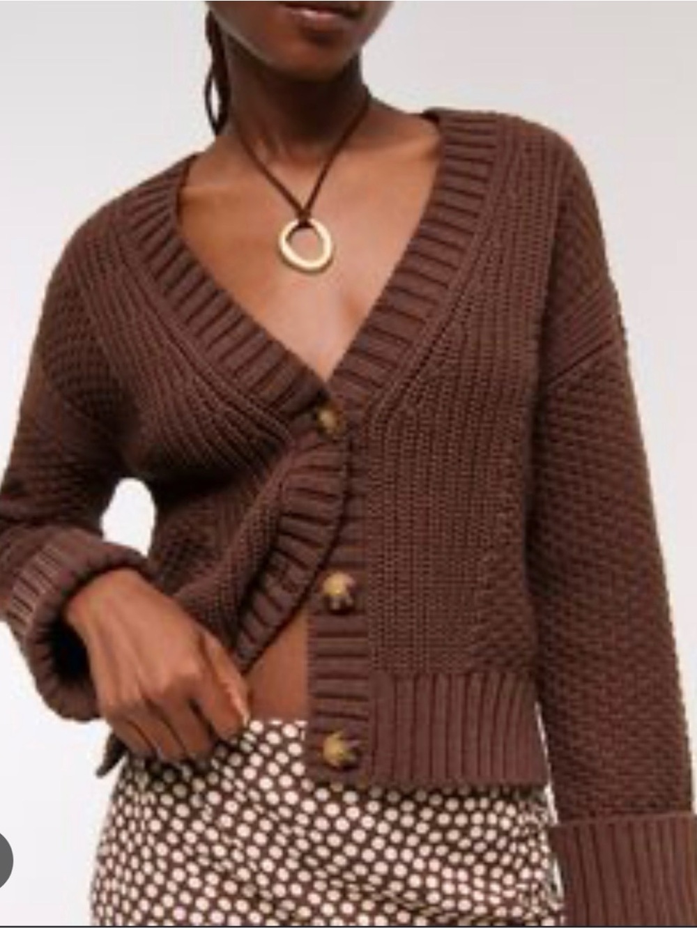 Abercrombie Brown V-Neck Button Cardigan Sweater